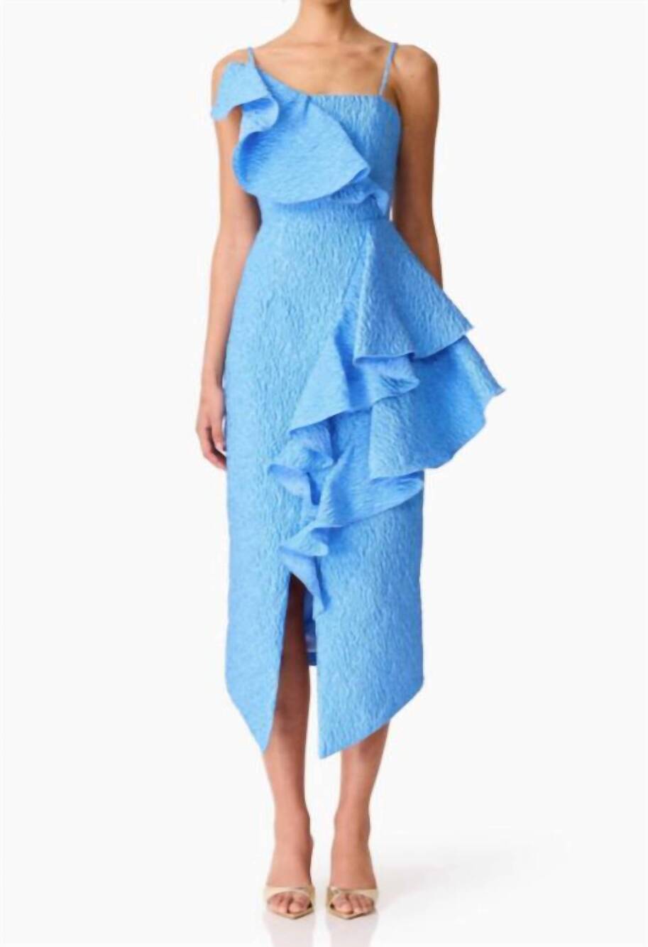 NEW ELLIATT briallen jacquard midi dress in blue